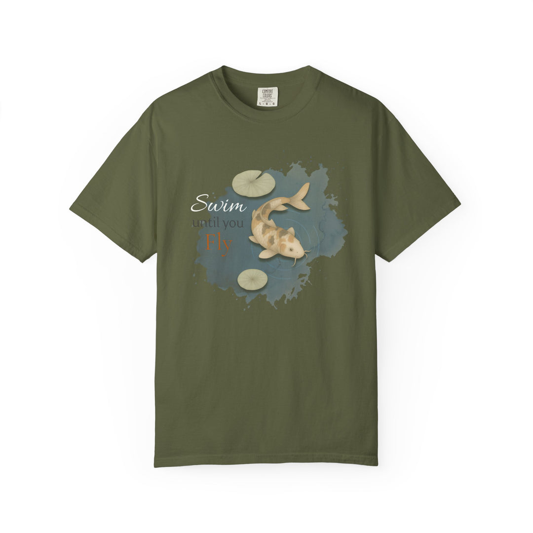 Swim Until You Fly – Koi Fish | Hopeful & Healing | Sketch Series by Pure Perspective App | Eco Friendly Graphic Tee