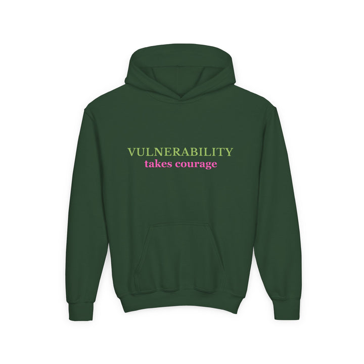 Kids Glass Frog "Vulnerability Takes Courage" Heavy Blend Hoodie | Back Print Design | Hopeful & Healing | Inspirational Message