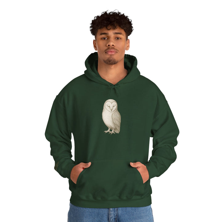 Let Quiet Lead – Barn Owl Edition | Calm & Centered Series | Unisex Heavy Blend™ Hooded Sweatshirt | Eco-Friendly Apparel