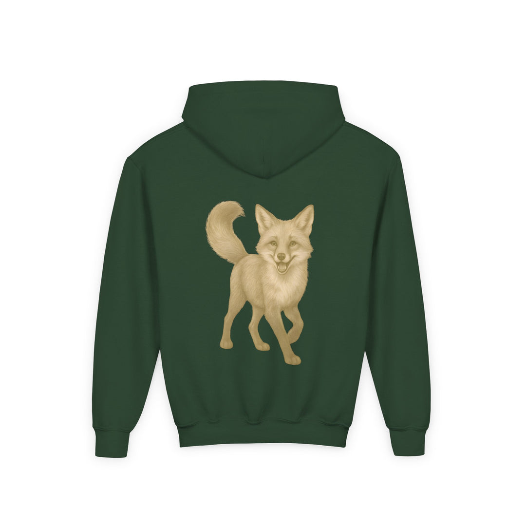 Kids Red Fox "Effortless Advantage" Heavy Blend Hoodie | Back Print Design | Joyful & Playful | Inspirational Message