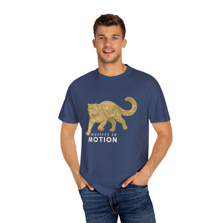 Master In Motion – Snow Leopard | Patience & Peaceful | Sketch Series by Pure Perspective App | Eco Friendly Graphic Tee