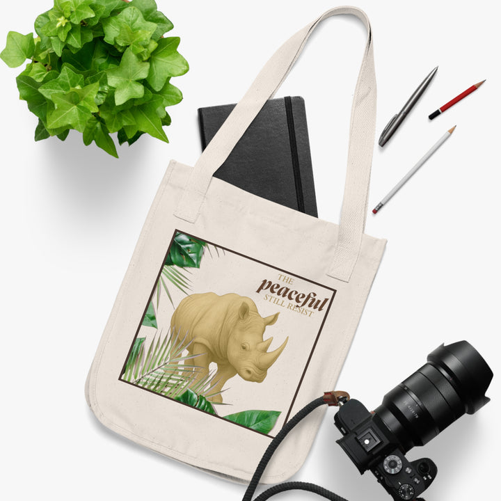 Rhino Art Organic Canvas Tote Bag, Eco-Friendly Tote, Funny Gift Bag, Cute Animal Print, Sustainable Shopping Bag