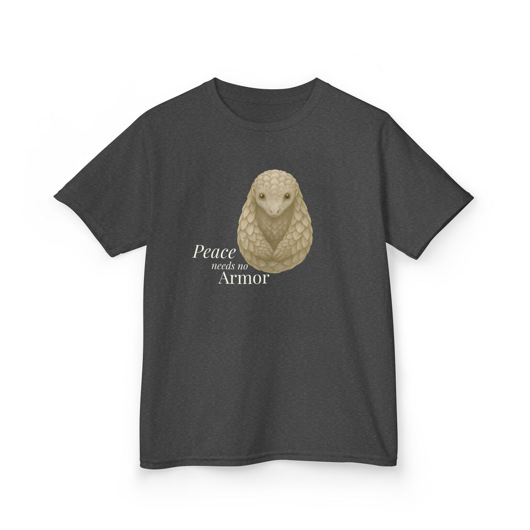 Kids Pangolin Tee | "Peace Needs No Armor" | Sketch Design | Eco-Conscious | Calm & Centered