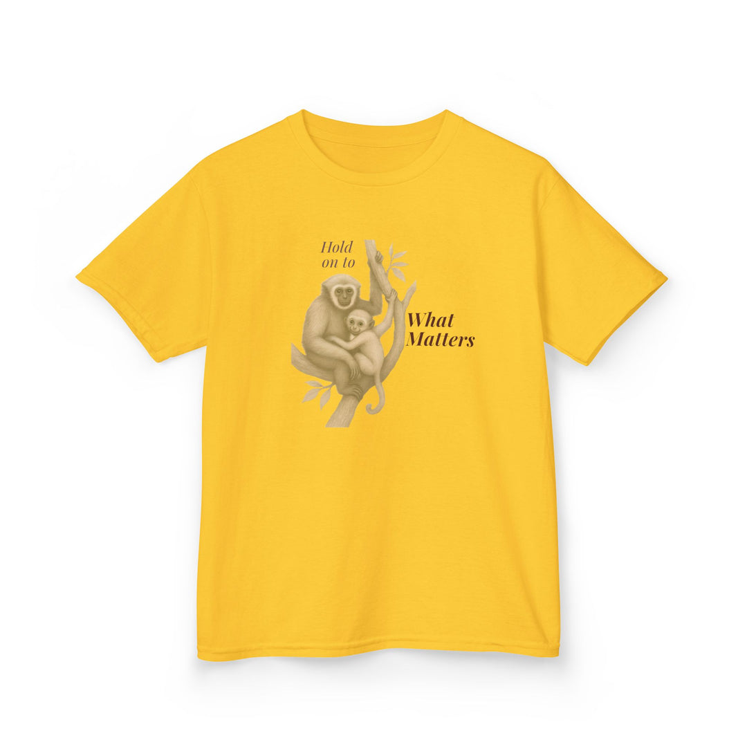 Kids Gibbon and Baby Tee | "Hold on to What Matters" | Sketch Design | Eco-Conscious | Connected & Compassionate