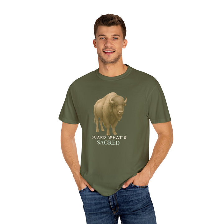 Guard What's Sacred – Bison | Connected & Compassionate | Sketch Series by Pure Perspective App | Eco Friendly Graphic Tee