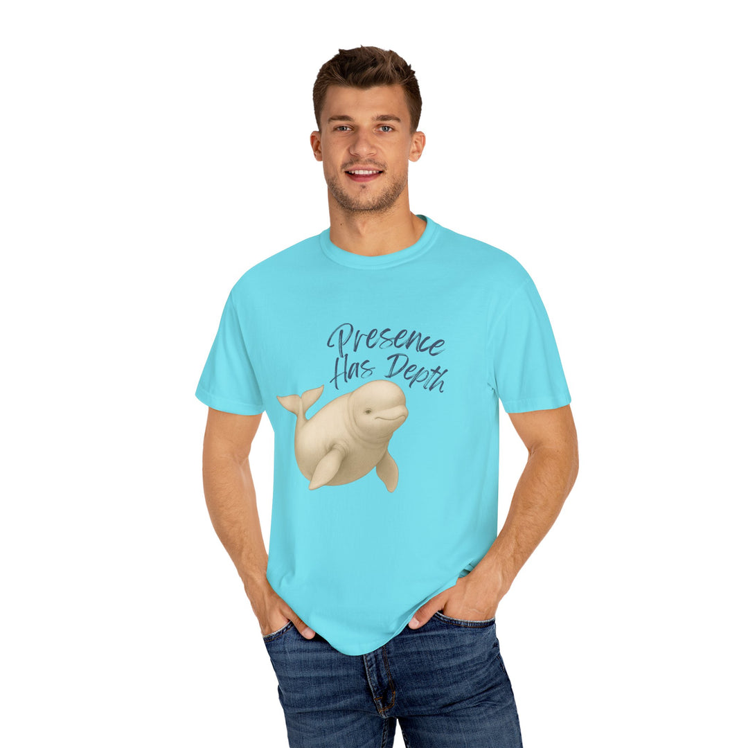 Presence Has Depth – Beluga Whale | Grounded & Gentle | Sketch Series by Pure Perspective | Eco Friendly Graphic Tee