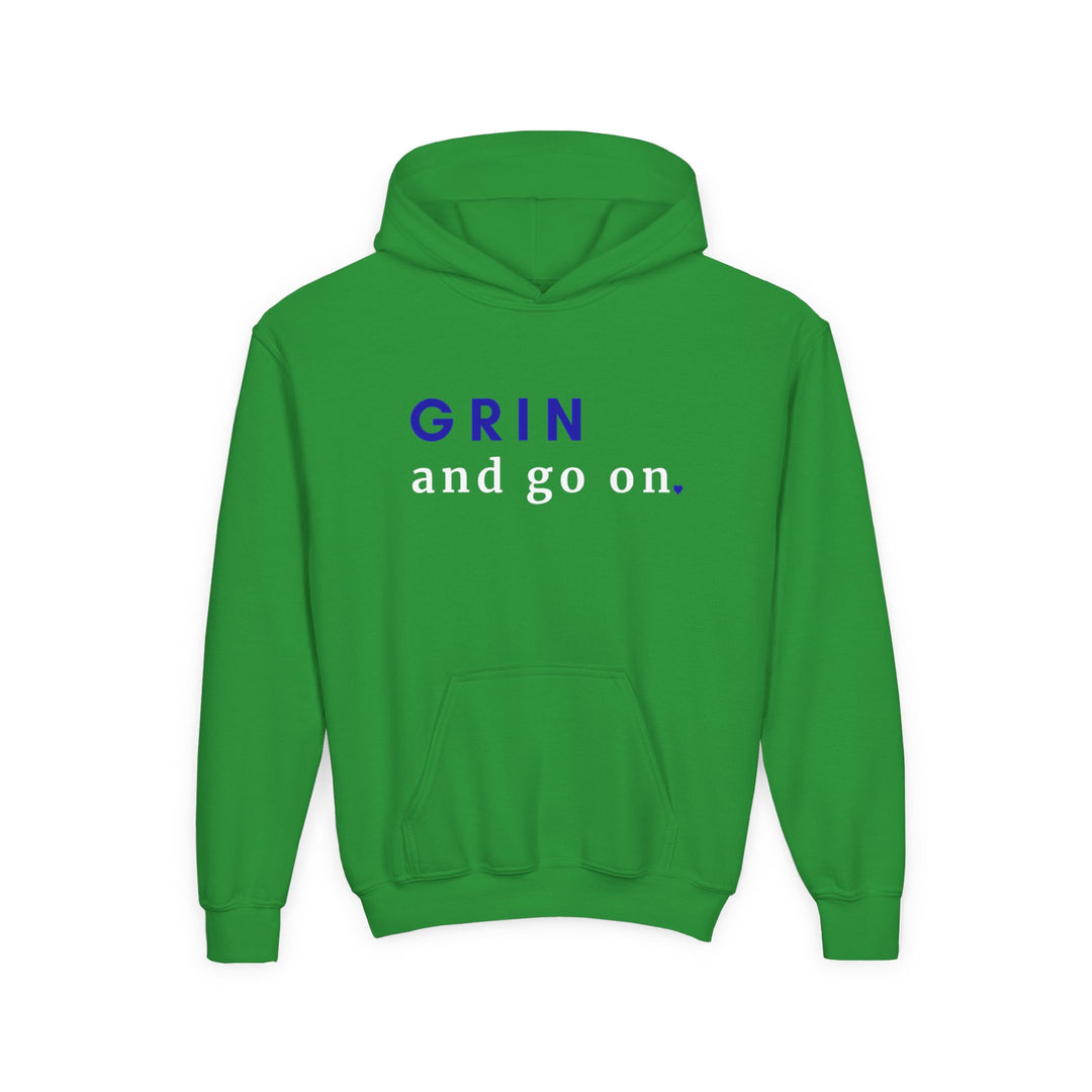 Kids Red Panda "Grin and Go On" Heavy Blend Hoodie | Back Print Design | Joyful & Playful | Inspirational Message