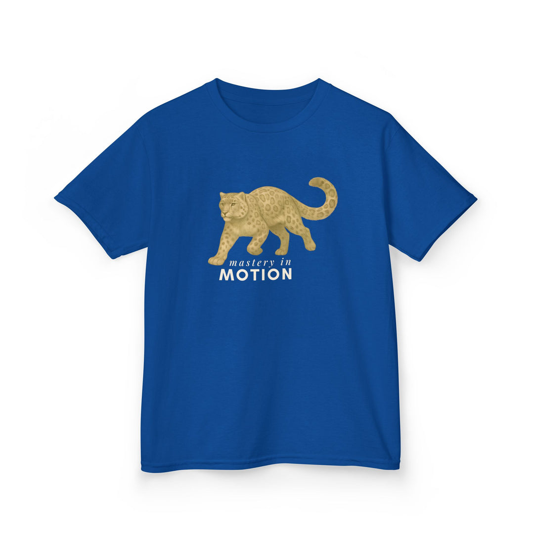 Kids Snow Leopard Tee | Mastery In Motion says "Practice Makes You Great" | Sketch Design | Eco-Conscious | Patient & Peaceful