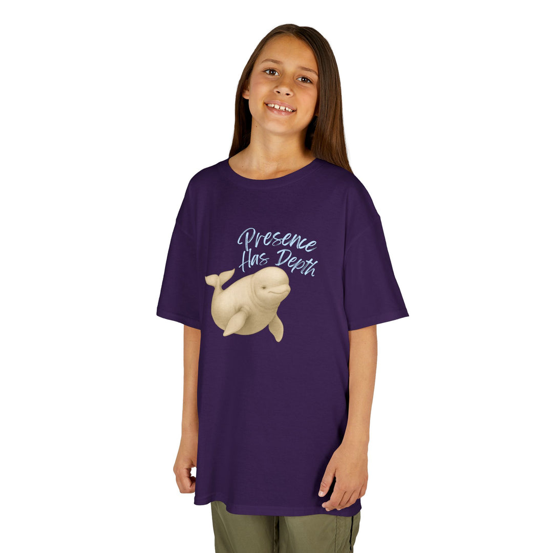 Kids Beluga Whale Tee | "Be Present" | Sketch Design | Eco-Conscious | Grounded & Gentle