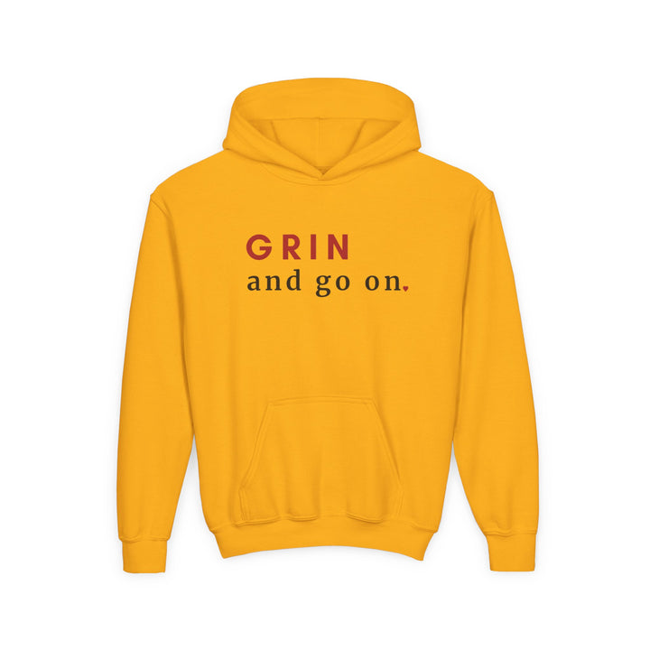 Kids Red Panda "Grin and Go On" Heavy Blend Hoodie | Back Print Design | Joyful & Playful | Inspirational Message