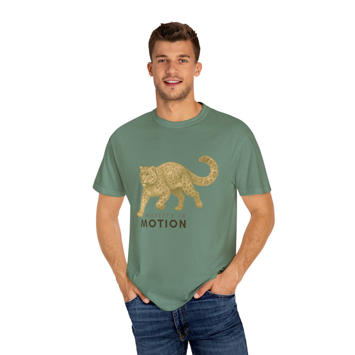 Master In Motion – Snow Leopard | Patience & Peaceful | Sketch Series by Pure Perspective App | Eco Friendly Graphic Tee