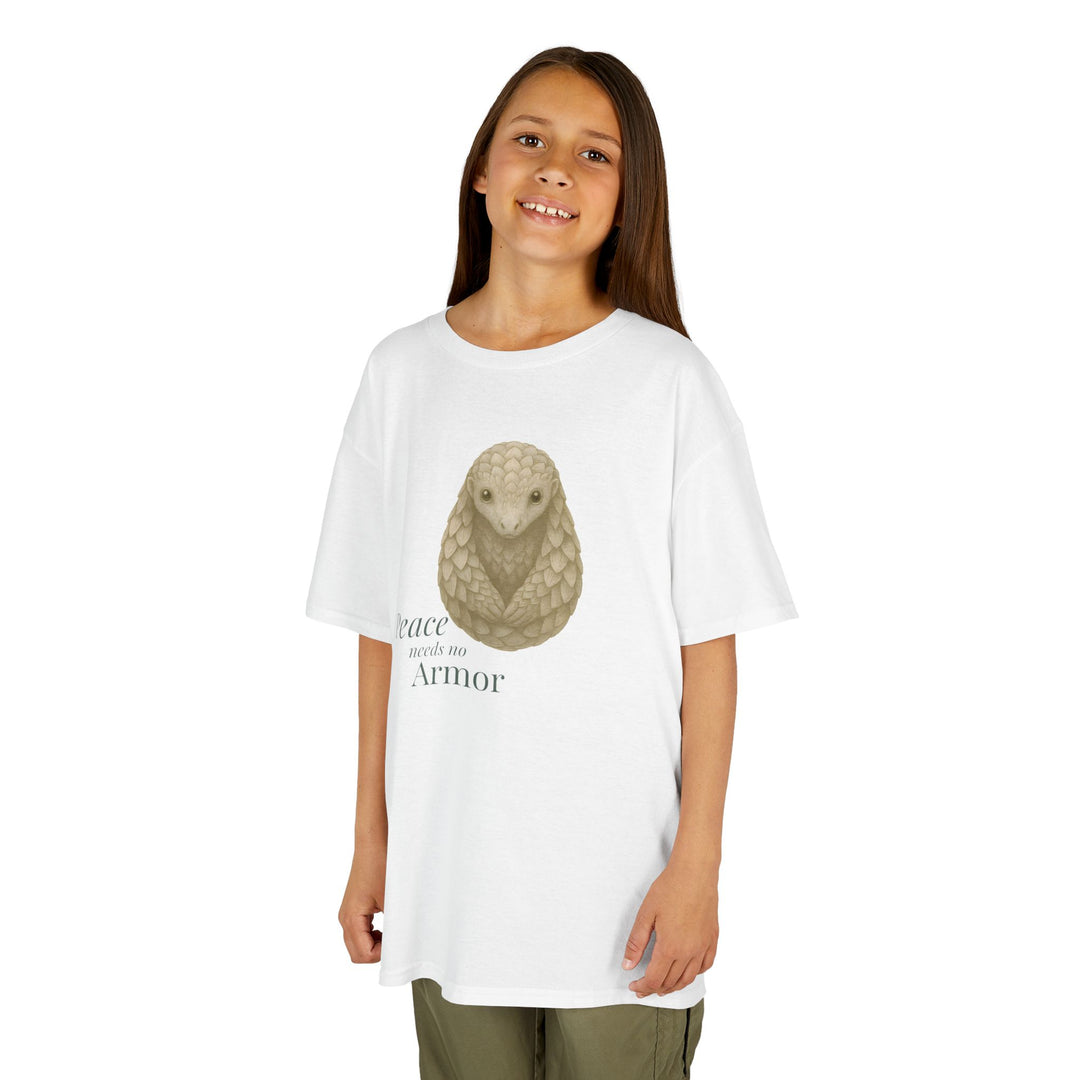 Kids Pangolin Tee | "Peace Needs No Armor" | Sketch Design | Eco-Conscious | Calm & Centered