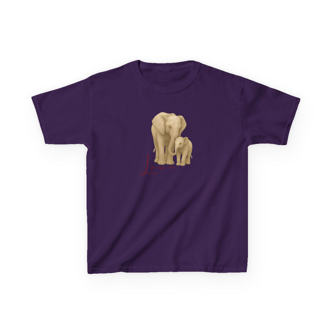 Kids Elephant with Calf Tee | "Love" | Sketch Design | Eco-Conscious | Connected & Compassionate