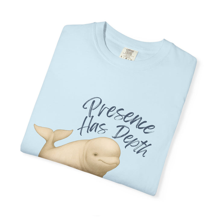Presence Has Depth – Beluga Whale | Grounded & Gentle | Sketch Series by Pure Perspective | Eco Friendly Graphic Tee