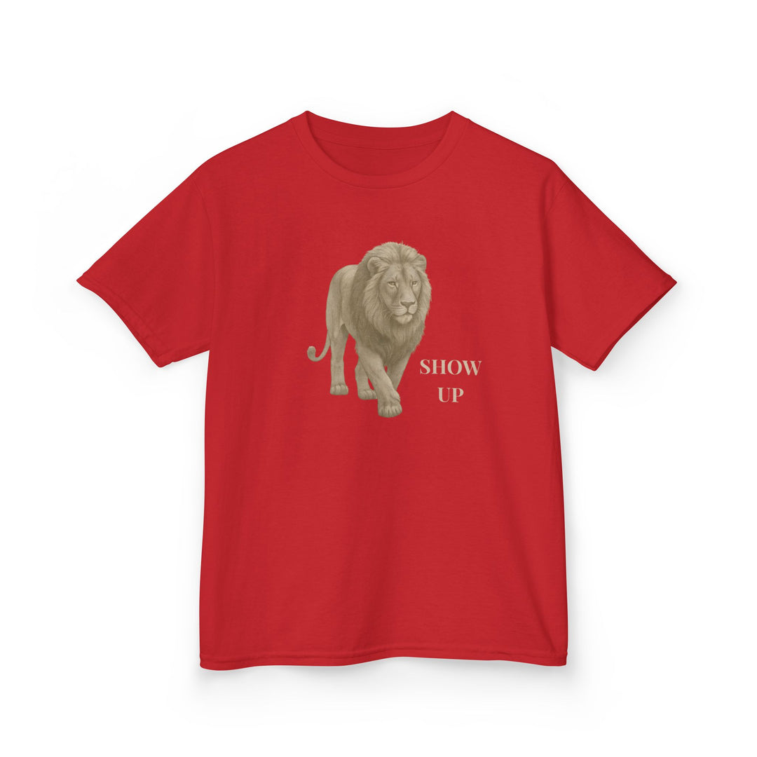 Kids Lion Tee | "Show Up" | Sketch Design | Eco-Conscious | Empowered & Bold