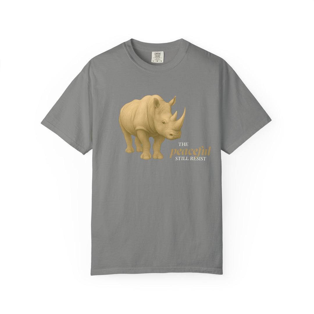 The Peaceful Still Resist – Rhino Edition | Patient & Peaceful | Sketch Series by Pure Perspective | Eco Friendly Graphic Tee