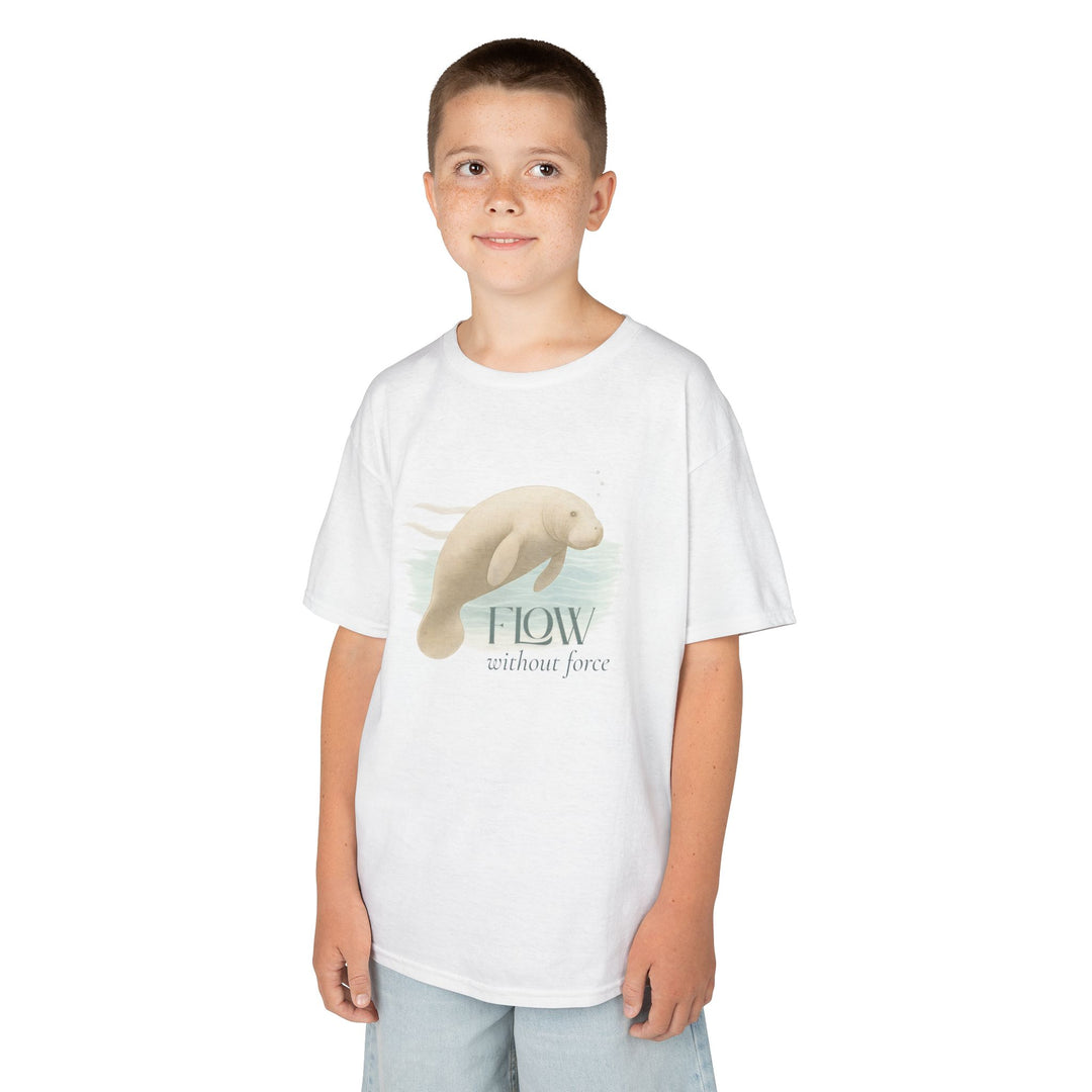 Kids Manatee Tee | "Go with the Flow" | Sketch Design | Eco-Conscious | Calm & Centered
