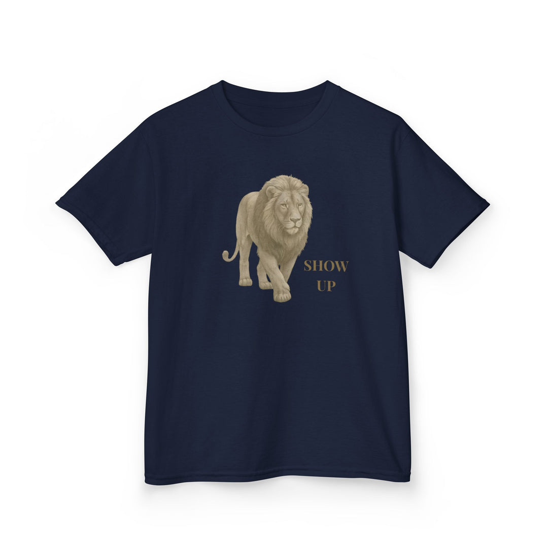 Kids Lion Tee | "Show Up" | Sketch Design | Eco-Conscious | Empowered & Bold
