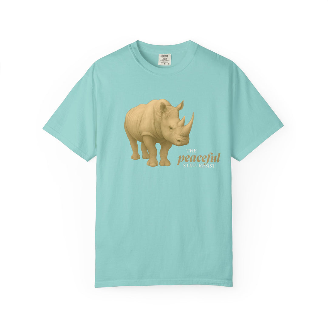 The Peaceful Still Resist – Rhino Edition | Patient & Peaceful | Sketch Series by Pure Perspective | Eco Friendly Graphic Tee