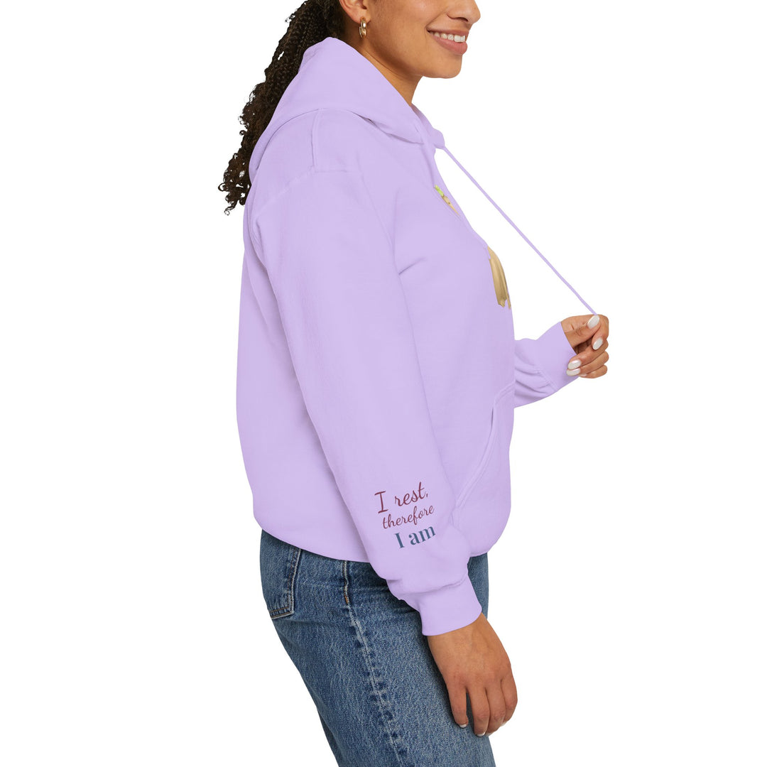 I Rest Therefore I Am – Capybara Edition | Grounded & Gentle Series | Unisex Heavy Blend™ Hooded Sweatshirt | Eco-Friendly Apparel