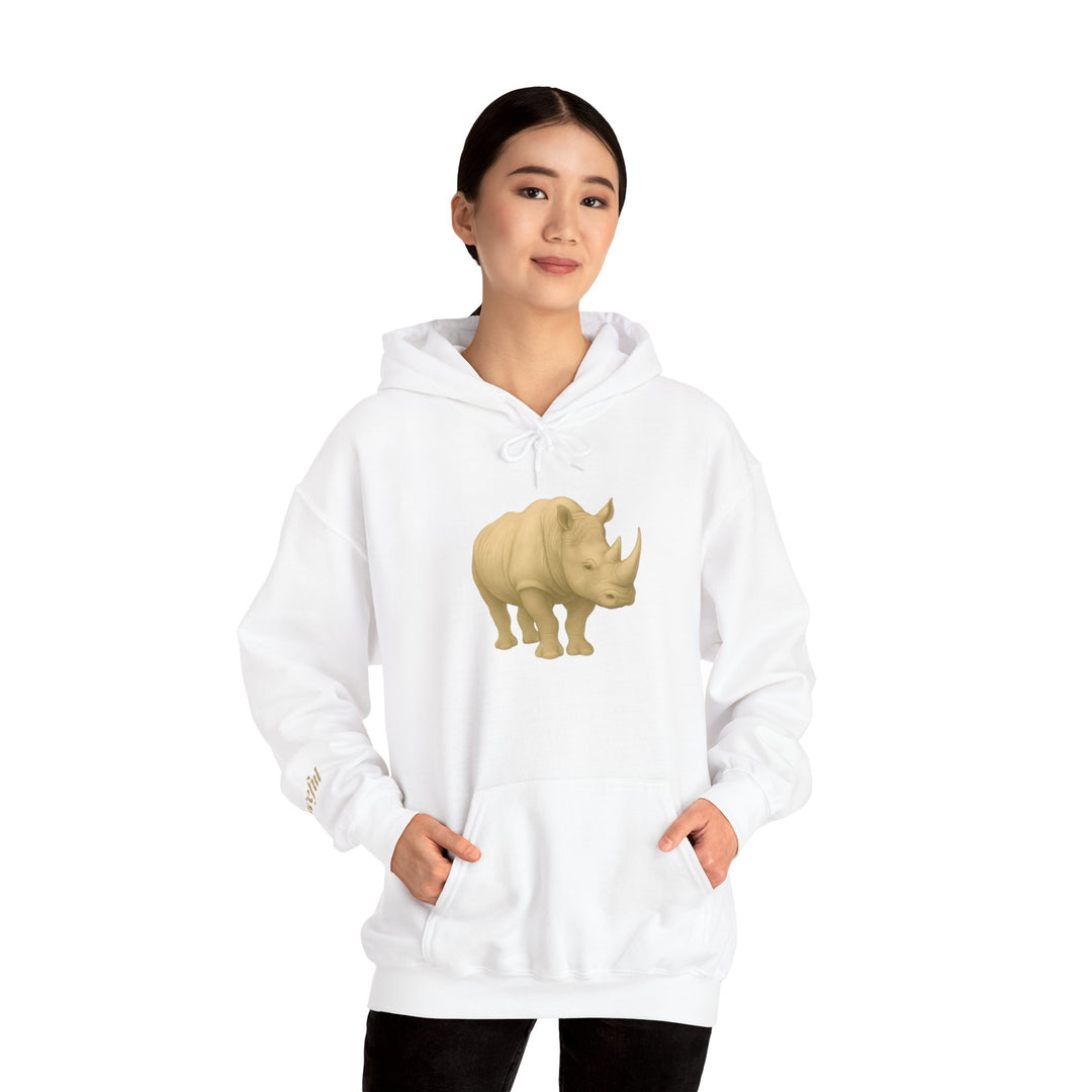 The Peaceful Still Resist – Rhino Edition | Patient & Peaceful Series | Unisex Heavy Blend™ Hooded Sweatshirt | Eco-Friendly Apparel