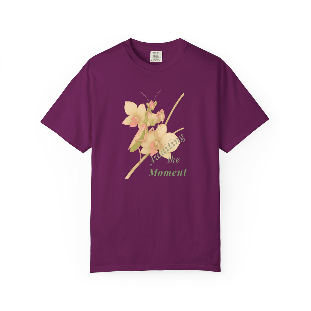 Awaiting the Moment – Orchid Mantis | Reflective & Wise | Sketch Series by Pure Perspective App | Eco Friendly Graphic Tee