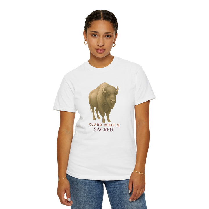 Guard What's Sacred – Bison | Connected & Compassionate | Sketch Series by Pure Perspective App | Eco Friendly Graphic Tee