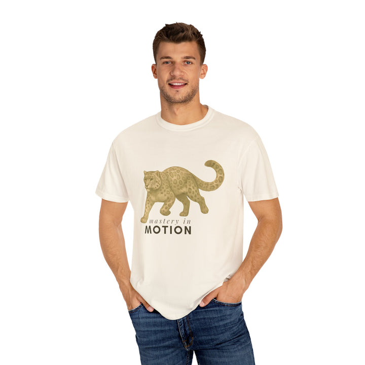 Master In Motion – Snow Leopard | Patience & Peaceful | Sketch Series by Pure Perspective App | Eco Friendly Graphic Tee