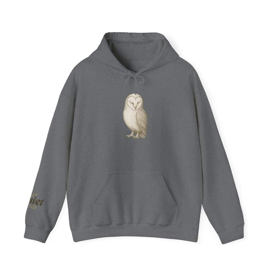 Let Quiet Lead – Barn Owl Edition | Calm & Centered Series | Unisex Heavy Blend™ Hooded Sweatshirt | Eco-Friendly Apparel