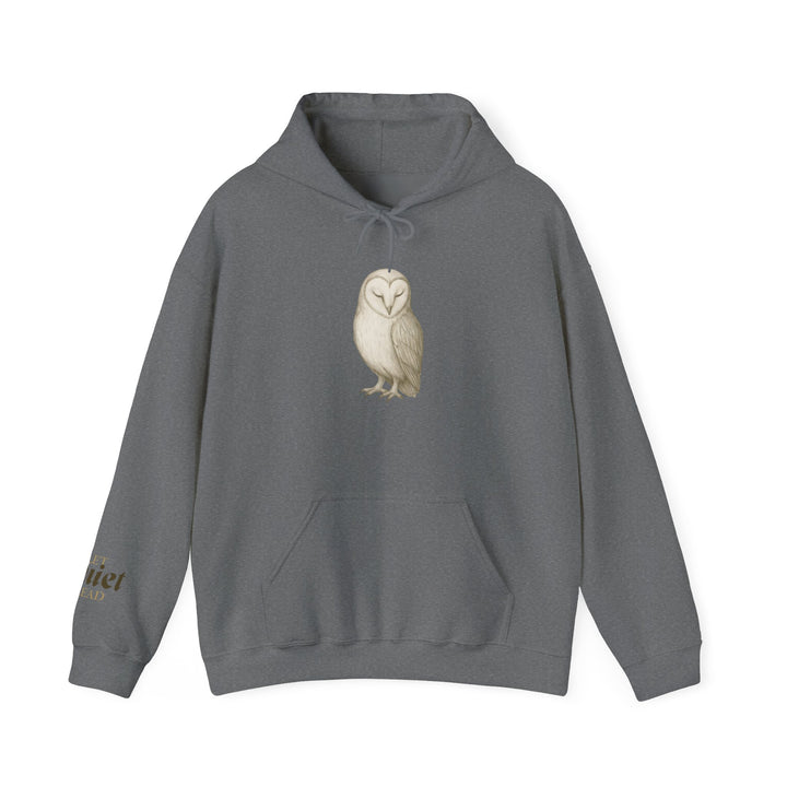 Let Quiet Lead – Barn Owl Edition | Calm & Centered Series | Unisex Heavy Blend™ Hooded Sweatshirt | Eco-Friendly Apparel