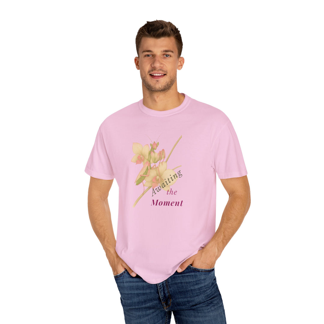 Awaiting the Moment – Orchid Mantis | Reflective & Wise | Sketch Series by Pure Perspective App | Eco Friendly Graphic Tee