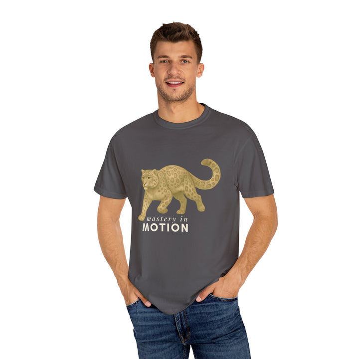 Master In Motion – Snow Leopard | Patience & Peaceful | Sketch Series by Pure Perspective App | Eco Friendly Graphic Tee