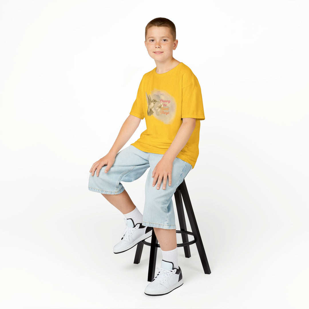 Kids Hummingbird Tee | Chasing the Sweet Things says "Look for Joy" | Sketch Design | Eco-Conscious | Hopeful & Healing