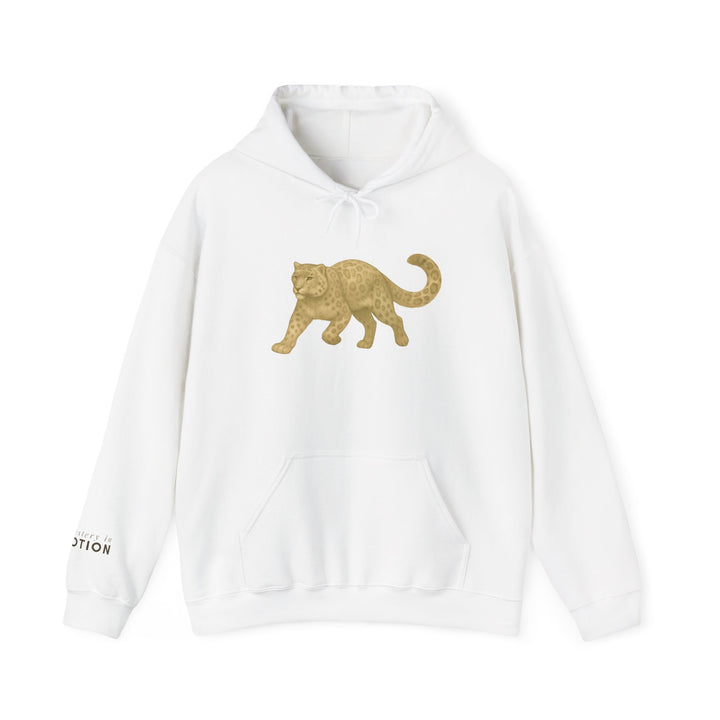 Mastery in Motion – Snow Leopard Edition | Patient & Peaceful Series | Unisex Heavy Blend™ Hooded Sweatshirt | Eco-Friendly Apparel