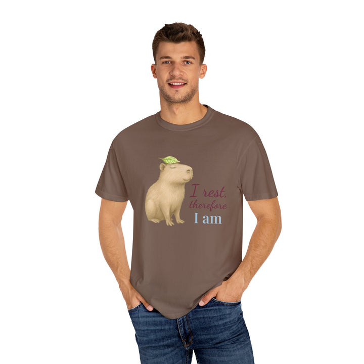 I Rest, Therefore I Am – Capybara | Grounded & Gentle | Sketch Series by Pure Perspective | Eco Friendly Graphic Tee