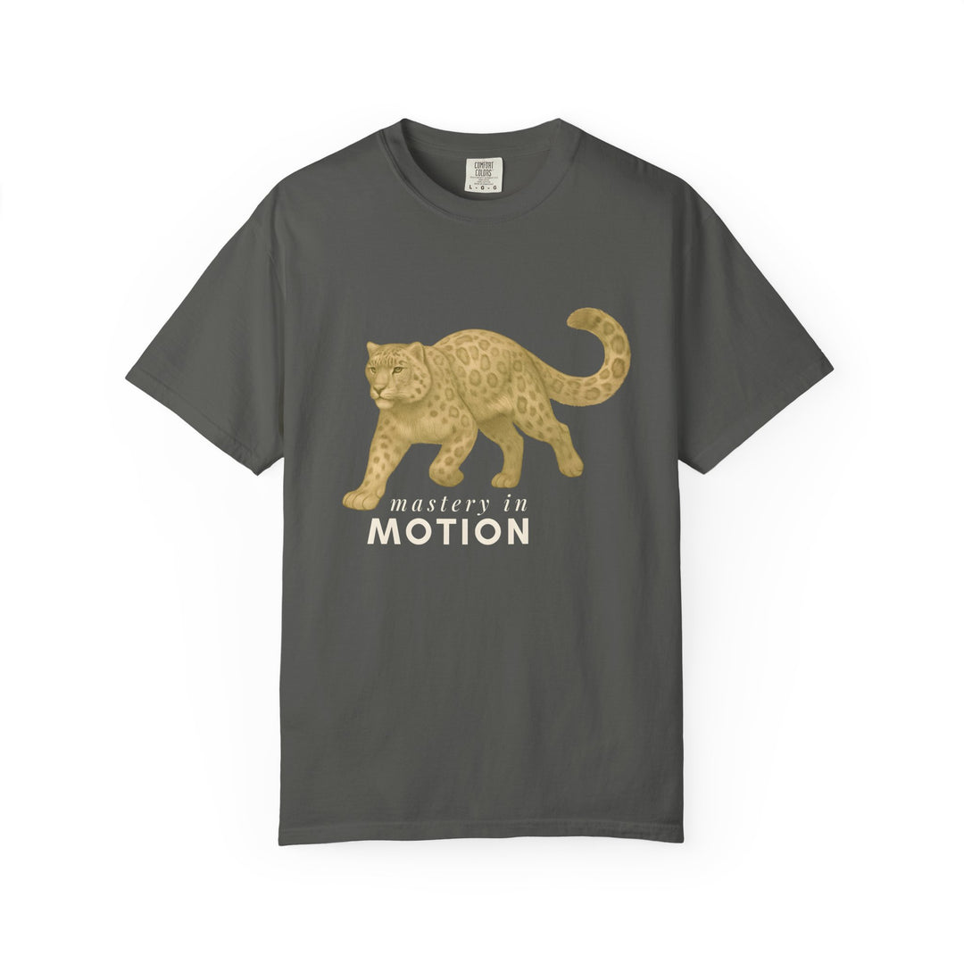 Master In Motion – Snow Leopard | Patience & Peaceful | Sketch Series by Pure Perspective App | Eco Friendly Graphic Tee