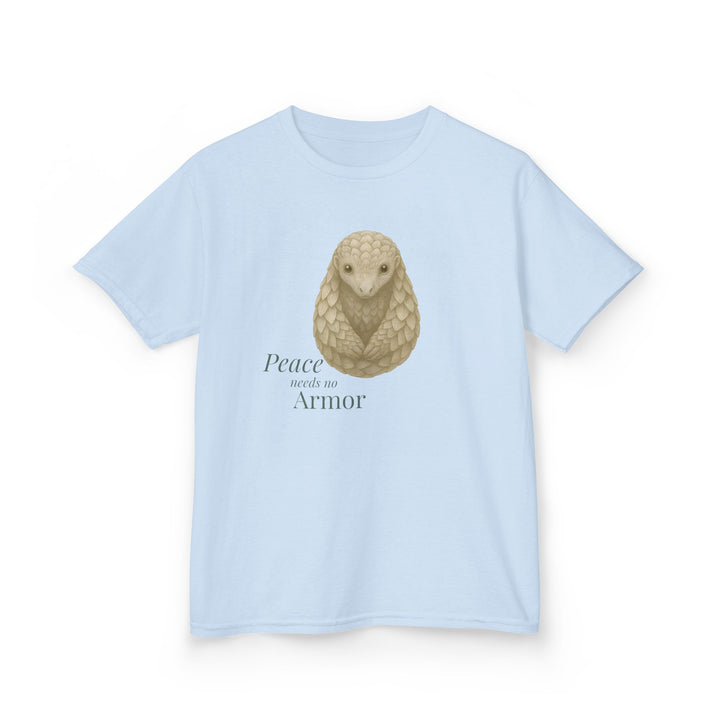 Kids Pangolin Tee | "Peace Needs No Armor" | Sketch Design | Eco-Conscious | Calm & Centered
