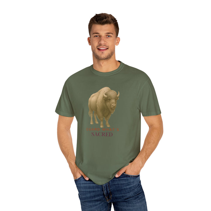 Guard What's Sacred – Bison | Connected & Compassionate | Sketch Series by Pure Perspective App | Eco Friendly Graphic Tee