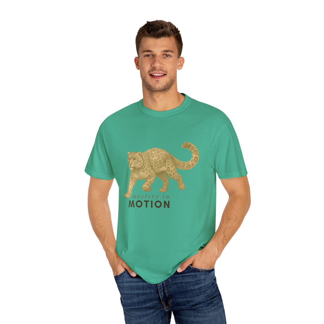 Master In Motion – Snow Leopard | Patience & Peaceful | Sketch Series by Pure Perspective App | Eco Friendly Graphic Tee