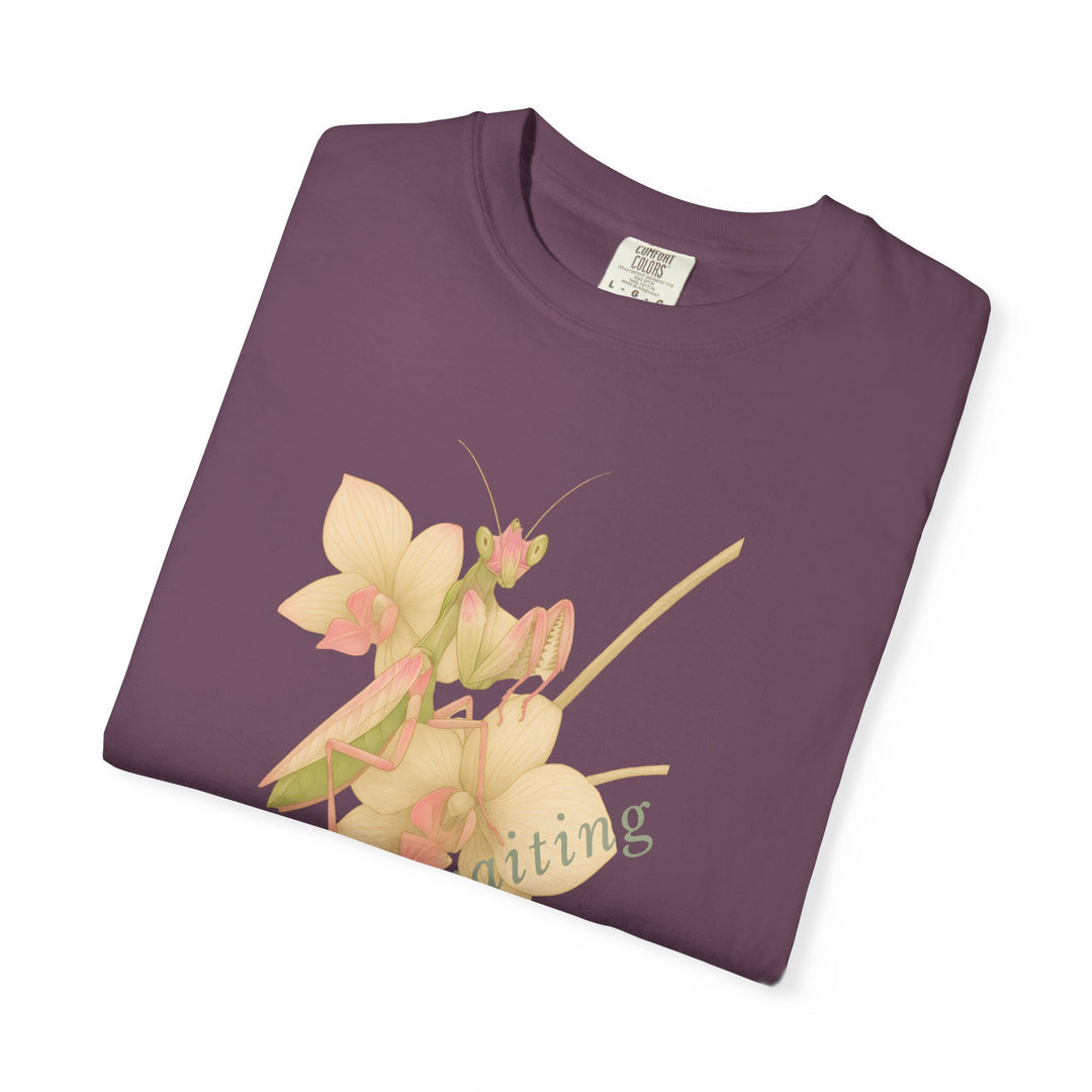 Awaiting the Moment – Orchid Mantis | Reflective & Wise | Sketch Series by Pure Perspective App | Eco Friendly Graphic Tee