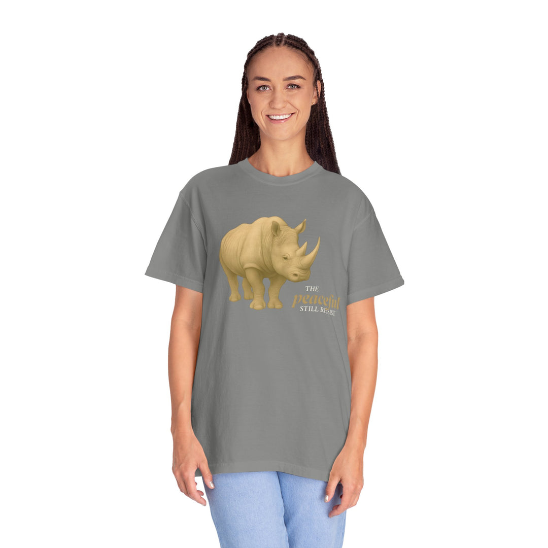 The Peaceful Still Resist – Rhino Edition | Patient & Peaceful | Sketch Series by Pure Perspective | Eco Friendly Graphic Tee