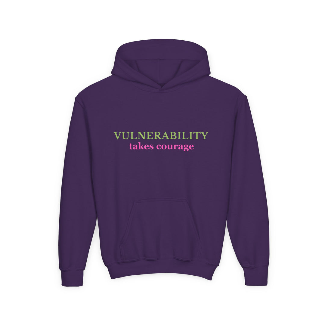 Kids Glass Frog "Vulnerability Takes Courage" Heavy Blend Hoodie | Back Print Design | Hopeful & Healing | Inspirational Message