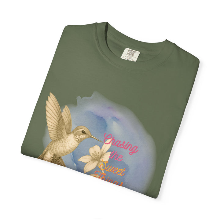 Chasing the Sweet Things – Hummingbird | Hopeful & Healing | Sketch Series by Pure Perspective | Eco Friendly Graphic Tee