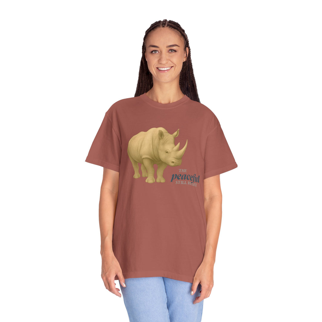 The Peaceful Still Resist – Rhino Edition | Patient & Peaceful | Sketch Series by Pure Perspective | Eco Friendly Graphic Tee