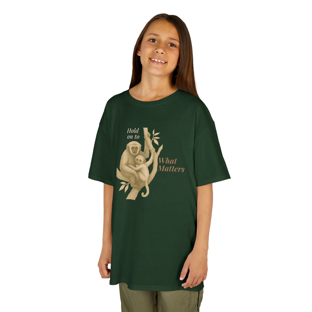 Kids Gibbon and Baby Tee | "Hold on to What Matters" | Sketch Design | Eco-Conscious | Connected & Compassionate