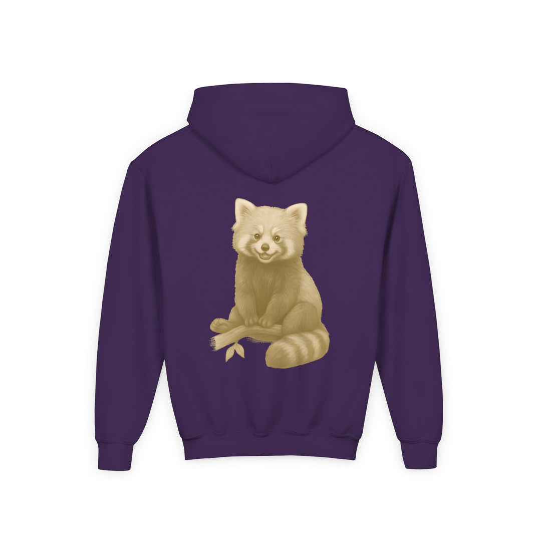 Kids Red Panda "Grin and Go On" Heavy Blend Hoodie | Back Print Design | Joyful & Playful | Inspirational Message