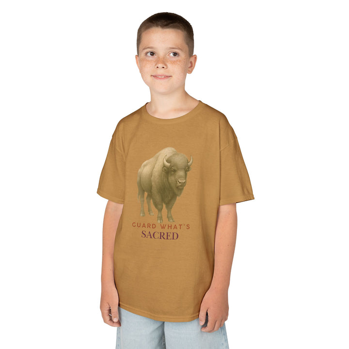 Kids Bison Tee | "Guard What's Sacred" | Sketch Design | Eco-Conscious | Connected & Compassionate