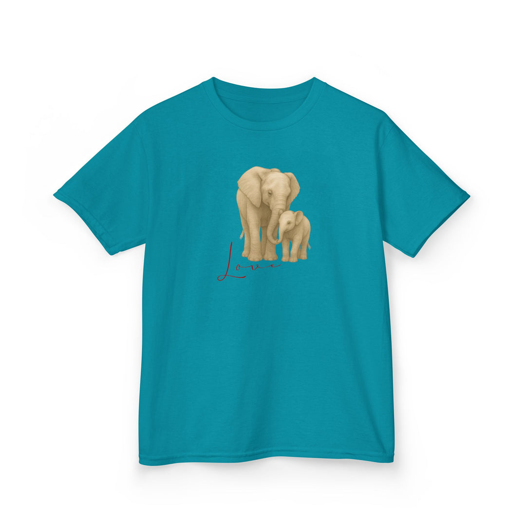 Kids Elephant with Calf Tee | "Love" | Sketch Design | Eco-Conscious | Connected & Compassionate