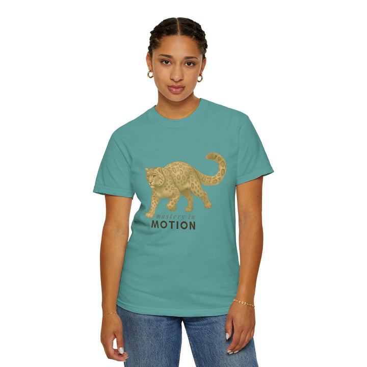 Master In Motion – Snow Leopard | Patience & Peaceful | Sketch Series by Pure Perspective App | Eco Friendly Graphic Tee