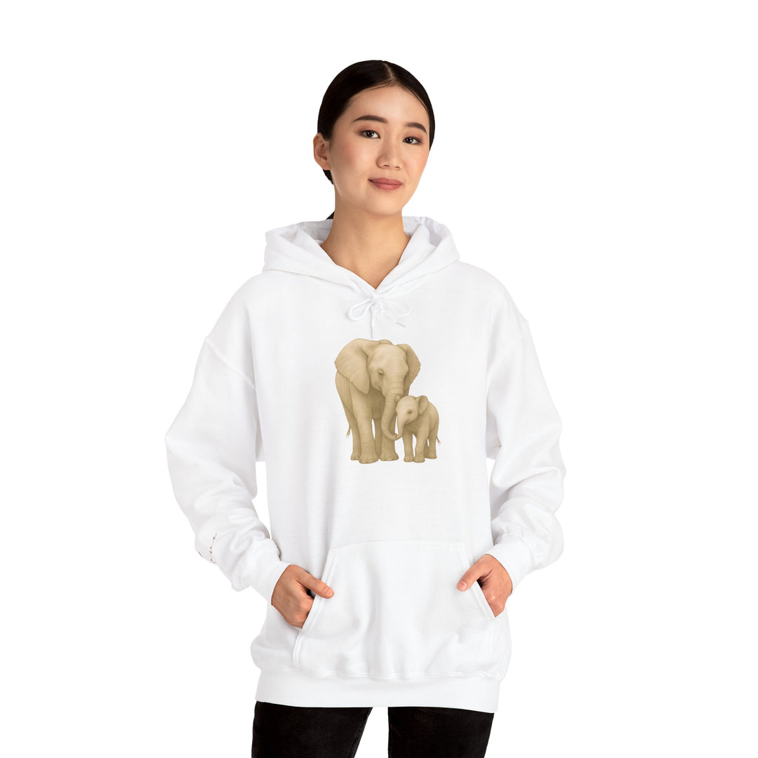 Love – Elephant Mother and Calf Edition | Connected & Compassionate Series | Unisex Heavy Blend™ Hooded Sweatshirt | Eco-Friendly Apparel
